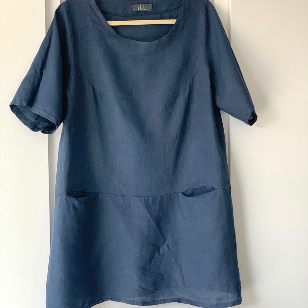 Saga Made in Italy  100% Linen Dress with Pockets